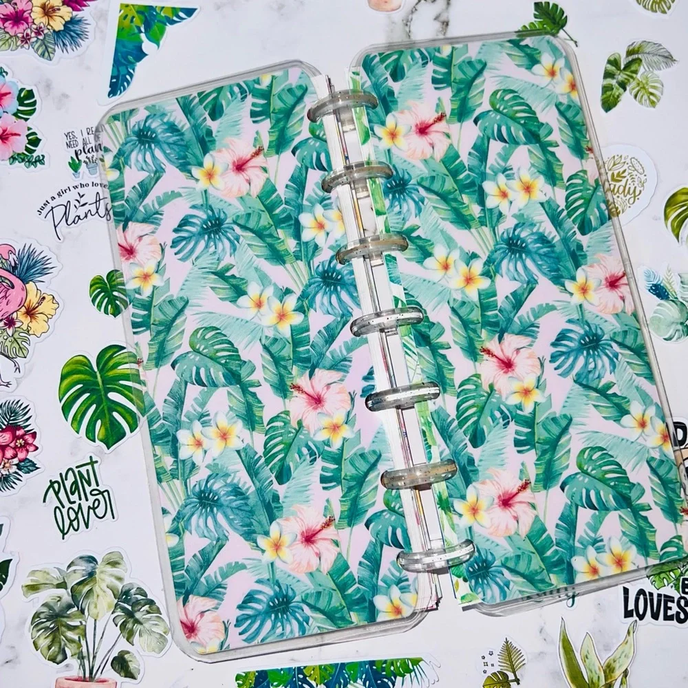 Skinny mini planner weekly layout tropical plants flowers plant lover stickers